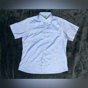 Sid Mashburn Blue Oxford Button Down Shirt Mens Medium Front Pocket S/S Poly